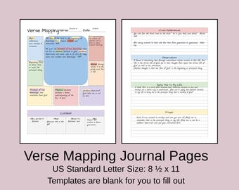 Verse Mapping | Digital Bible Journaling | Daily Scripture Mapping | PDF Scripture Mapping | Verse Template | Printable Bible Journaling