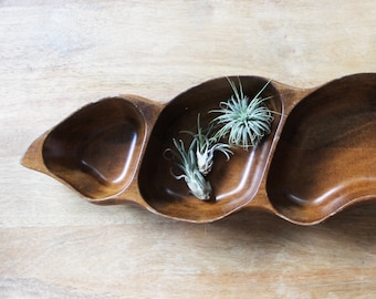 Jaren '70 Monkey Pod Style Donker Houten Dienblad