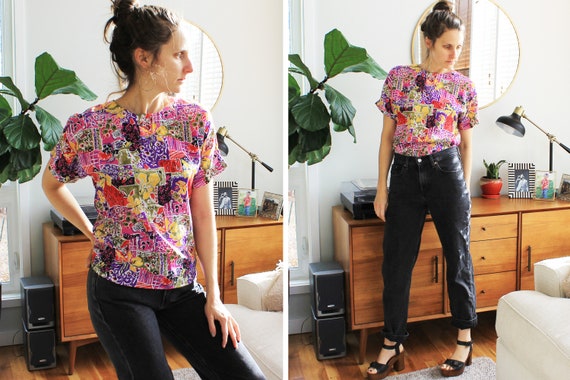 Vintage Abstract Print Blouse main image 1