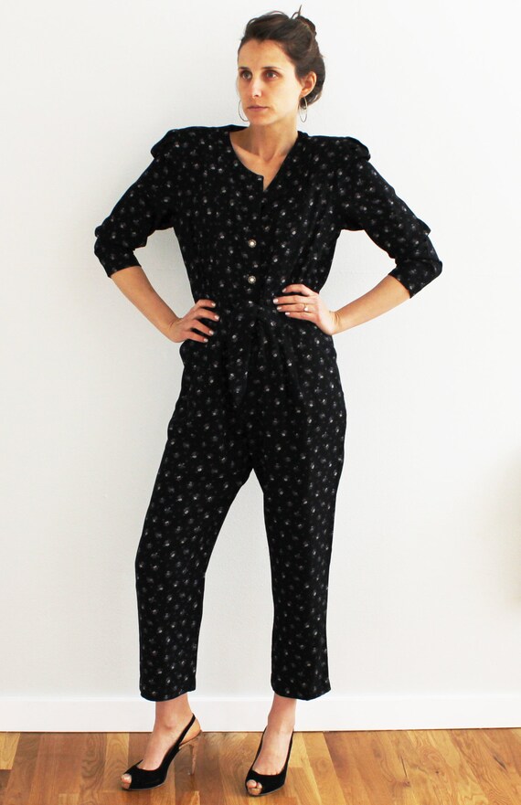 80s All That Jazz Floral Jumpsuit