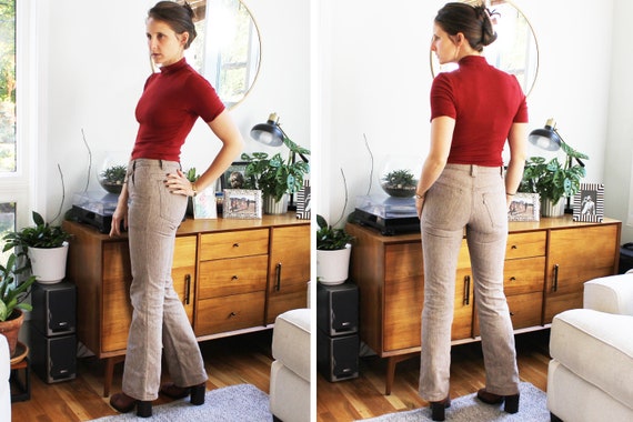 Vintage 70s Levis | Women's Brown Bootleg Jeans - image 3