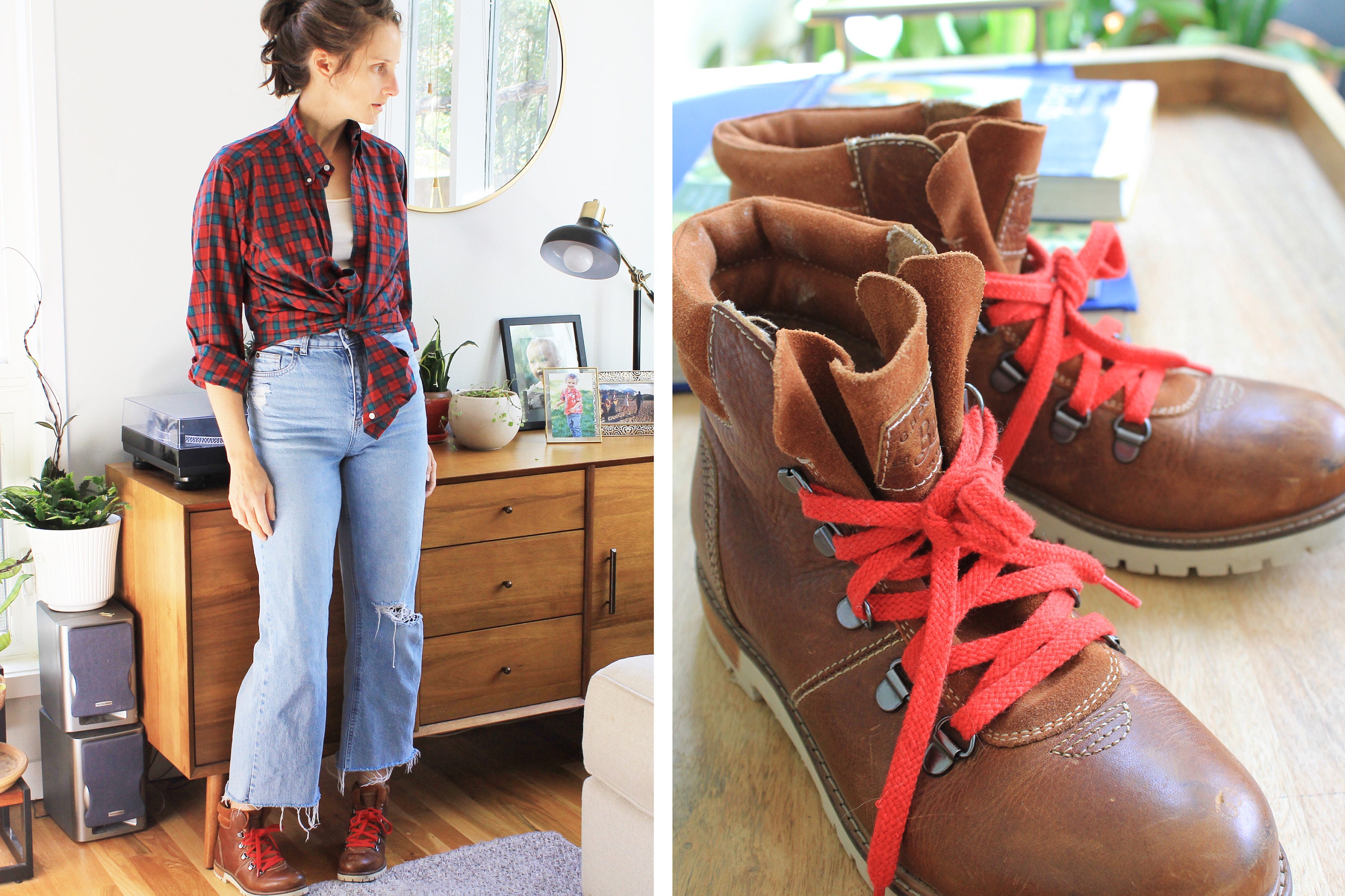 Hiking Boots Red Laces - Etsy
