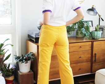 Vintage gelbe Hose mit elastischer Taille