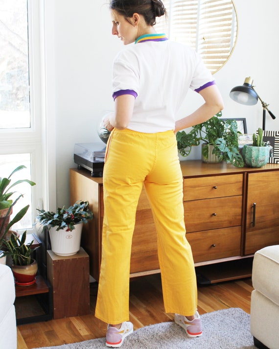 Vintage Yellow Elastic Waist Pant