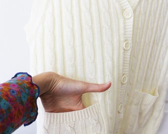 Vintage Cored Cream White Sweater Vest