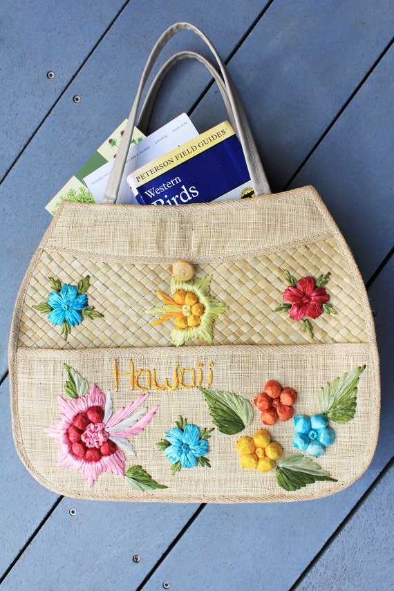 Vintage Straw Purse | Floral Hawaii Shoulder Bag - image 2