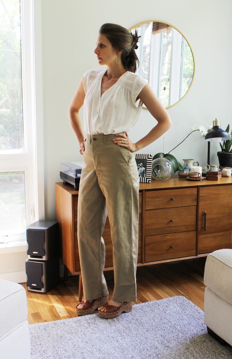 Khaki High Waisted Trouser from 1950 Etsy
