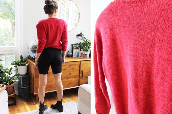 Vintage Red 80s Sequin Sweater | Silk Angora Pull… - image 7