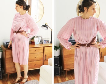 Vintage Pleated Mauve Pink Dress