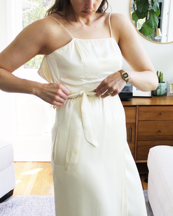 Vintage Butter Cream Wrap Gown