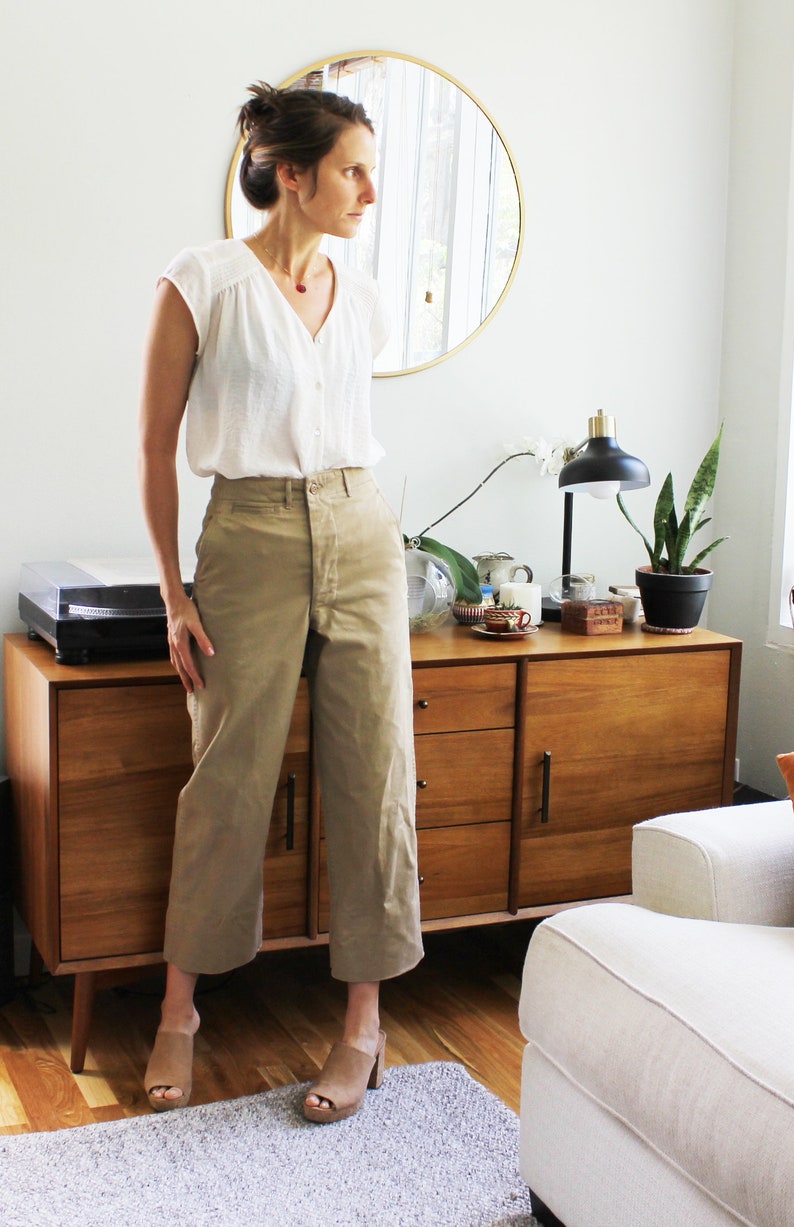 Khaki High Waisted Trouser from 1950 Etsy