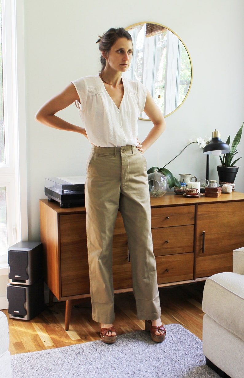 Khaki High Waisted Trouser from 1950 Etsy