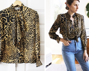 Vintage Seidentop mit Leopardenmuster | 90er Mob Wife Bluse