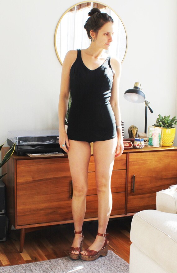 Vintage Low Back Black 1960s Catalina One Piece Sw
