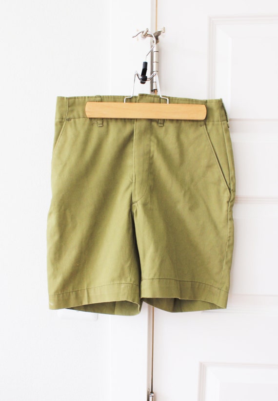 Olive Green Vintage 70s Boy Scout Shorts - image 1