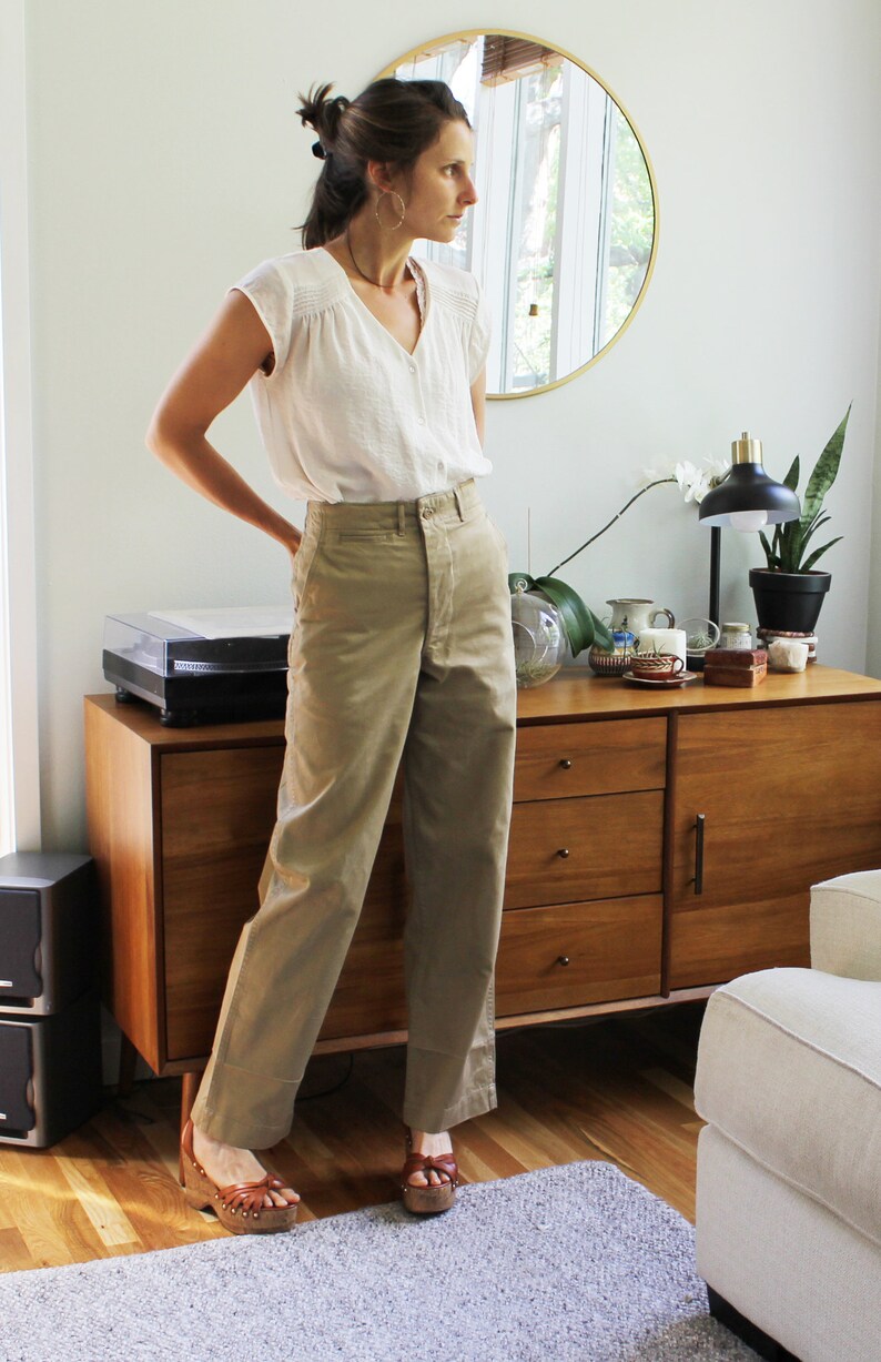 Khaki High Waisted Trouser from 1950 Etsy