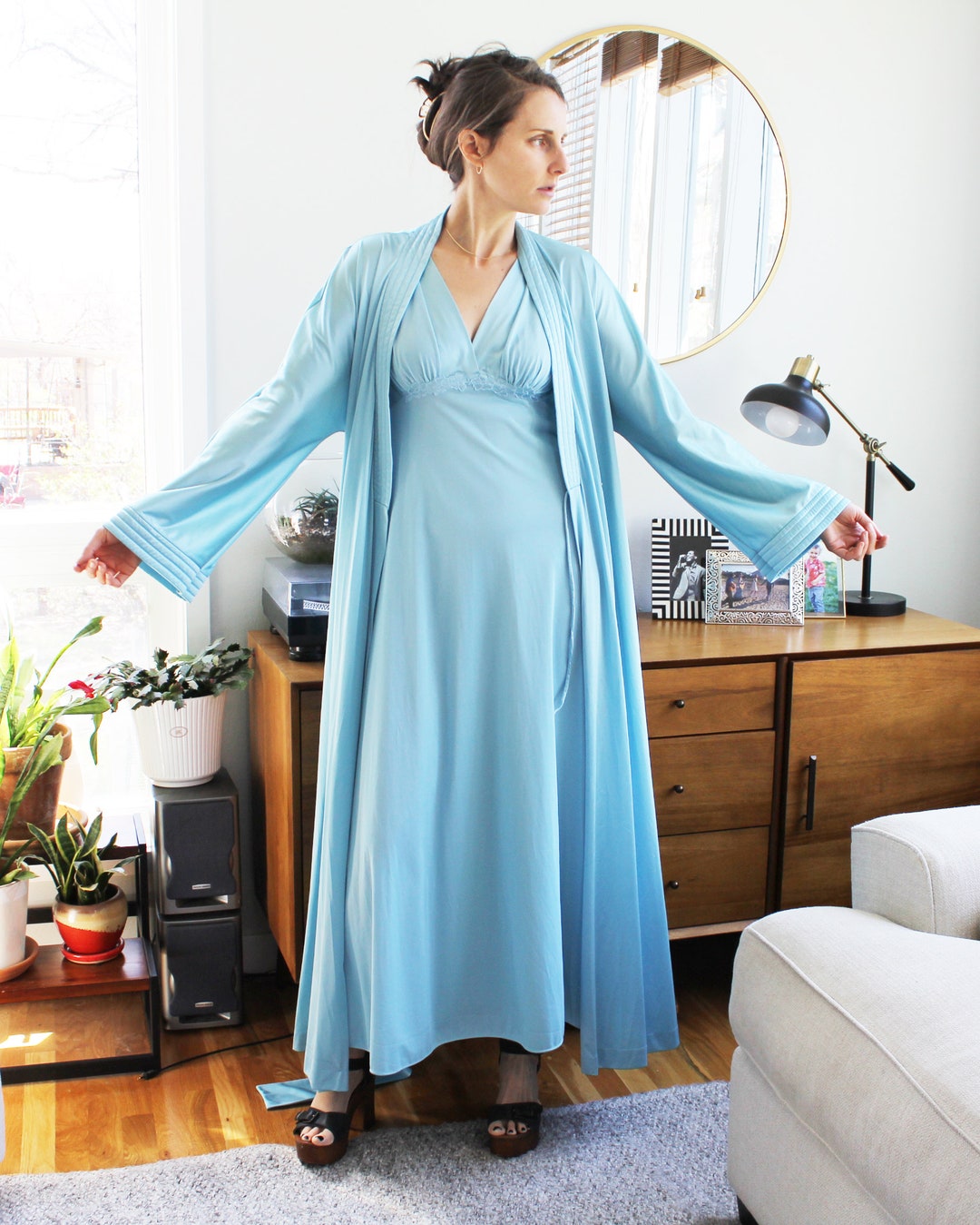 Powder Robes Vintage Powder Blue Long Nightie Robe Set - Etsy