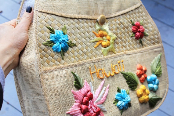 Vintage Straw Purse | Floral Hawaii Shoulder Bag - image 4