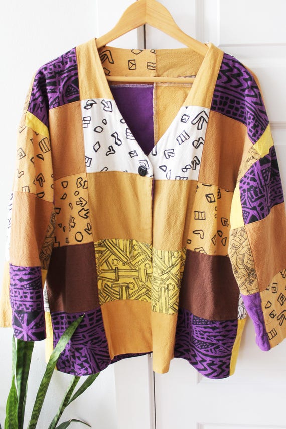 Handmade Patchwork Light Jacket | Funky Quilted V… - image 6