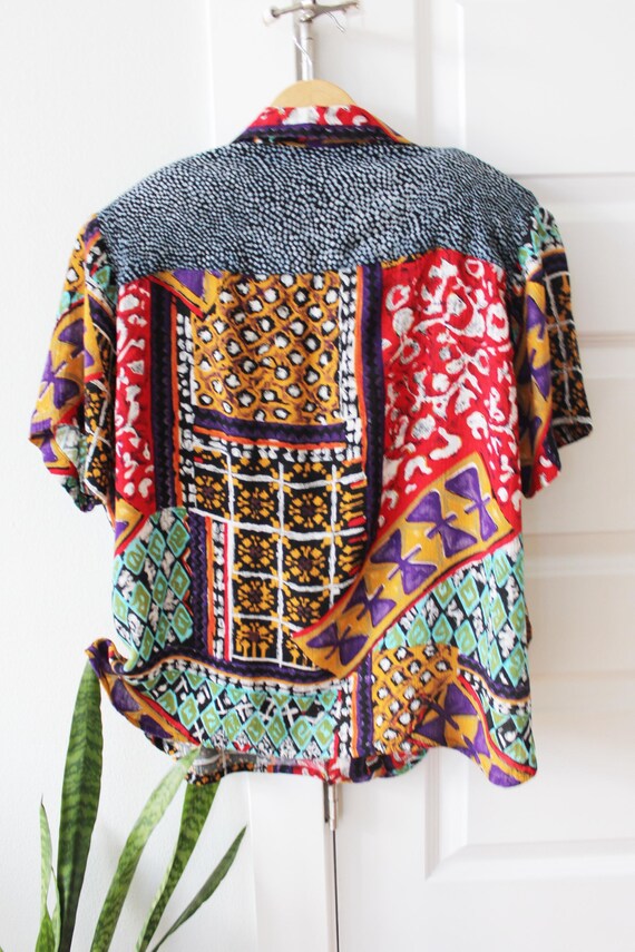 Vintage Funky Print Button Down by Cache - image 9