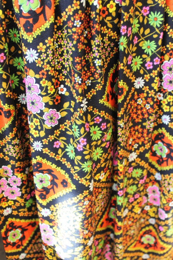 Vintage 1970s Day Glo Floral Maxi Dress - image 3