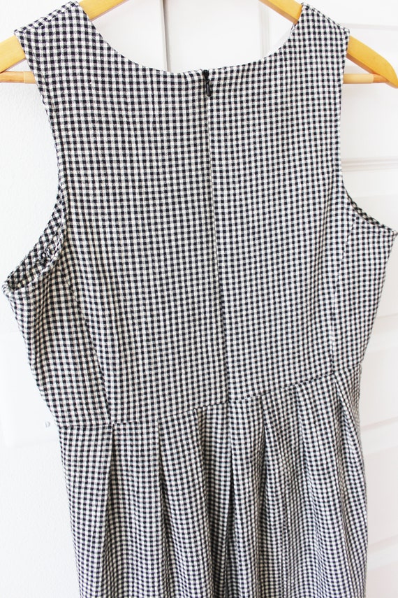 Vintage Black White Gingham Plaid Pinafore Dress - image 8