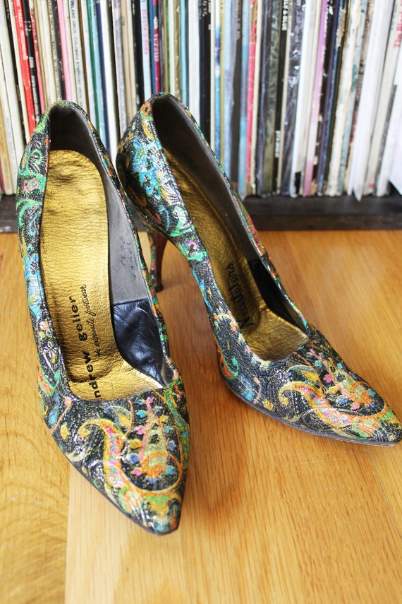 1960s Andrew Geller Colorful Brocade Stiletto Etsy