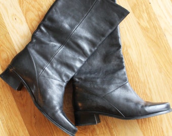 Vintage Black Leather Riding Boot