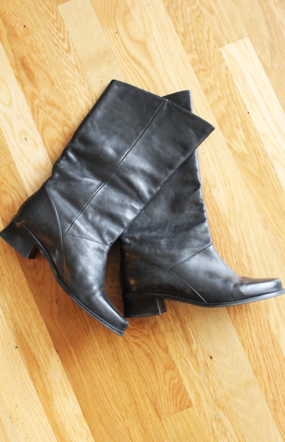 Vintage Black Leather Riding Boot