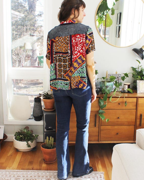 Vintage Funky Print Button Down by Cache - image 4