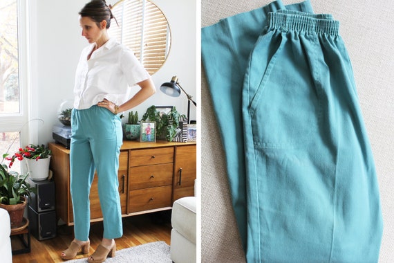 80s/90s Teal Elastic Waist Trouser - image 2