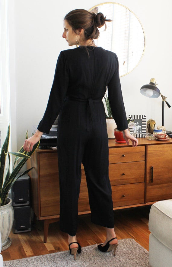 80s Black Long Sleeve Jumpsuit - image 6