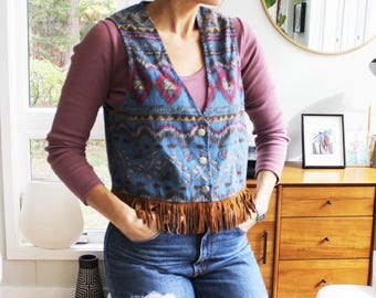 Vintage Southwestern 90s Vest with Fringe