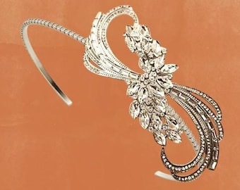 Crystal Bow Bridal Hair Comb: 1920s Art Deco Modern Rhinestone Headpiece 318-798