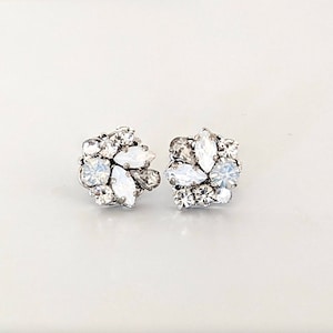 Bridal Earring Studs Crystal Cluster Wedding Earrings for Bride, Marquise Drop Fancy Post