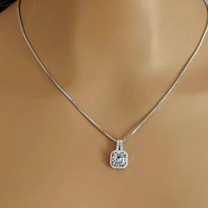 Baguette Cubic Zirconia Necklace: 925 Sterling Silver Bridal Jewelry