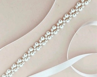 Pearl Belt for Wedding Dress Bridal Belt Wedding Accessories for Bride Wedding Belt for Brides, Beaded Bridal Sash