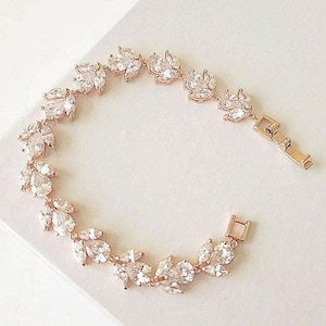 Bridal CZ Bracelet Gold Diamond Flower CZ Bracelet