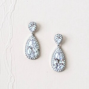 CZ Bridal Earrings Old Hollywood Drop Wedding Earrings for Brides