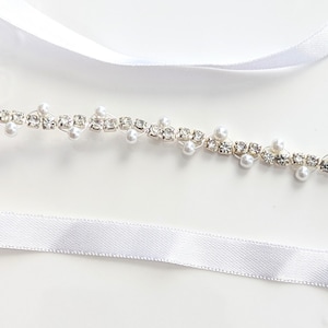 Bridal Headband Headpiece Beaded Crystal Pearl Hairband Dainty Art Deco Wedding Headband