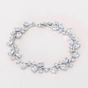 Bridal Bracelet Crystal Vine Jewelry for Bride Floral Wedding Bracelet