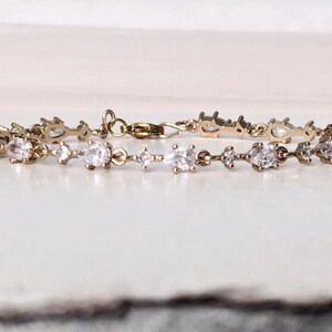Dainty CZ Bridal Bracelet Simple Wedding Jewelry Gold Tennis Bracelet Cubic Zirconia Bridesmaids Gift