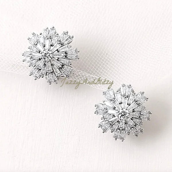 Crystal Statement Earrings, Bridal Earrings, Cluster Stud Earrings, Snowflake