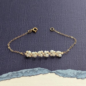Dainty Pearl Bead Bracelet: 14k Gold Fill Minimalist Wedding Jewelry