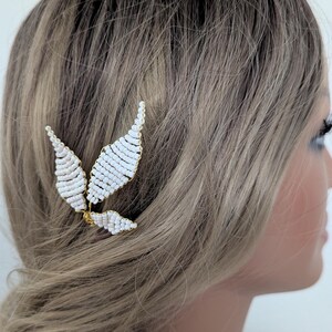 Pearl Leaf Bridal Hair Pin Gold Wedding Flower Hair Accessory Boho Chic Bride
