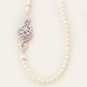 Pearl Bridal Necklace Wedding Jewelry Set Bridal Earrings, Swarovski Pearl Wedding Necklace
