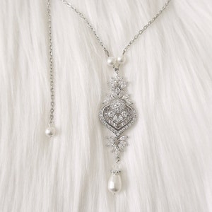 Crystal Bridal Necklace in Vintage Deco Style, Wedding Jewelry for Brides