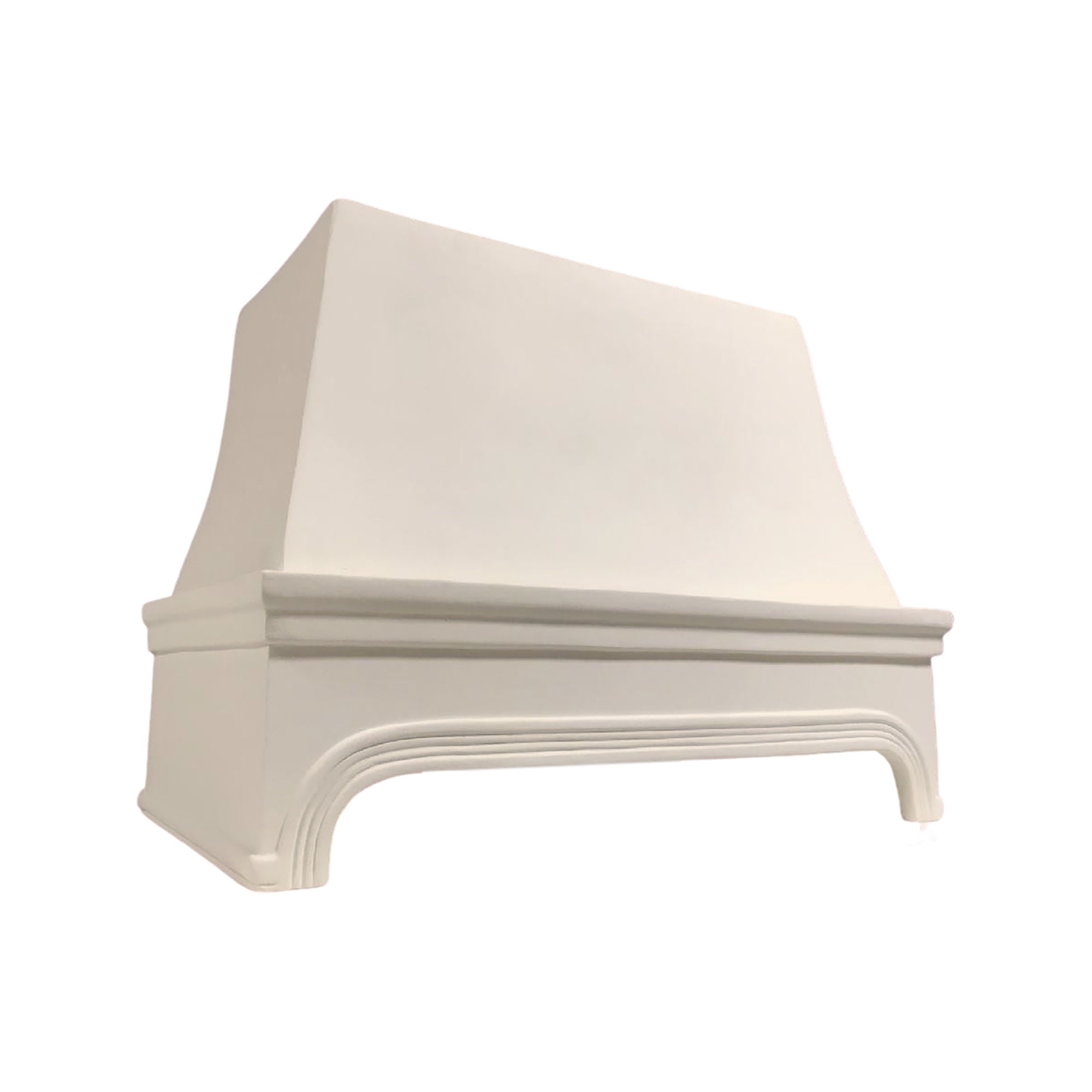 White Wood Range Hood Curved Front With Decorative Molding 30 36