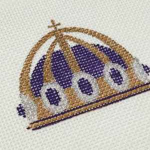 Purple Royal Crown Hand Painted Needlepoint Canvas
