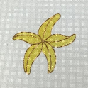 Sparkle Yellow Starfish Hand Painted Needlepoint Canvas Design 18ct.